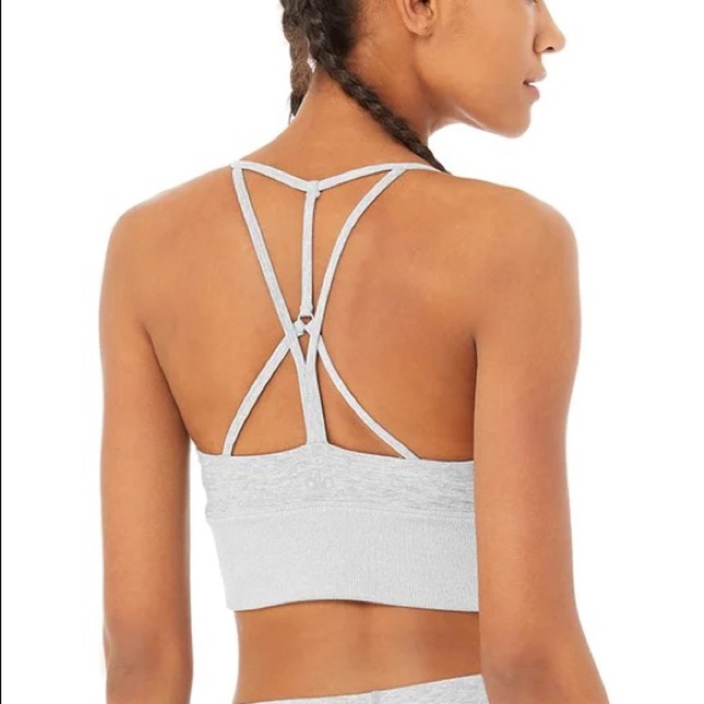 alo yoga alosoft lavish bra in zinc grey